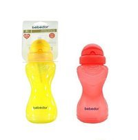 Bebedor Pipetli Akıtmaz Kulpsuz 6+ Ay 330 ml Alıştırma Bardağı Fuşya-Sarı