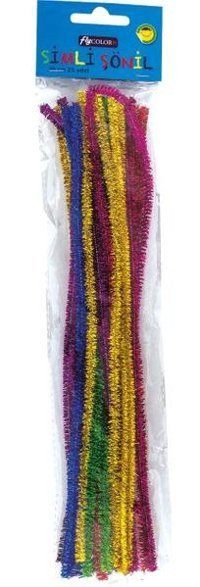 Fly Color Şönil 30 cm 25 Adet 9 Renk - Simli Şönil