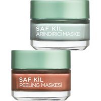 L'Oréal Paris Saf Kil Arındıcı Krem Maske Yüz Peelingi 50 ml + Saf Kil Arındırıcı Maske