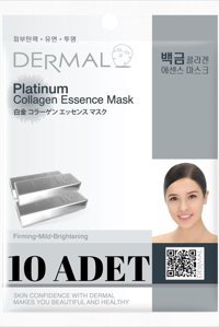 Dermal Sıkılaştırıcı, Aydınlatıcı, Yumuşatıcı Platinum Kollajen Nemlendiricili Kağıt Yüz Maskesi 10 Adet