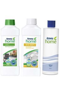 Amway Home Dish Drops Aleo Vera Kokulu Organik Sıvı El Bulaşık Deterjanı 1 lt + Konsantre Sıvı Bulaşık Deterjanı 1 lt + Özel Kapaklı Şişe