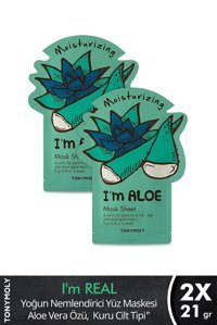Tonymoly I'M Real Aloe Veralı Nemlendiricili Kağıt Yüz Maskesi 2 Adet
