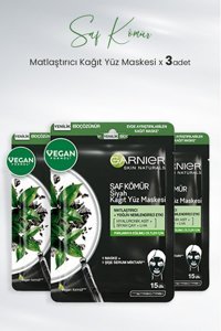 Garnier Siyah Saf Kömür Matlaştırıcı Nemlendiricili Kağıt Yüz Maskesi 3x28 gr