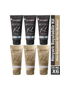 Dermokil Havyarlı & Gold Killi Nemlendiricili Soyulabilir Jel Yüz Maskesi 6x75 ml