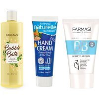 Farmasi 02 Tüm Ciltler İçin Suya Dayanıklı Su Bazlı Sivilce Yapmayan Işıltılı BB Krem Açık Ton + + Farmasi Hanımeli Bahçesi Banyo Köpüğü 500 ml + Farmasi Naturelle Sea Therapy Yosun & Aloe Vera Nemlendirici El Kremi 75 ml