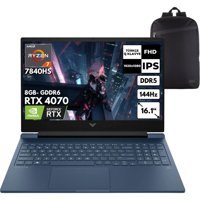 Hp Victus 16-S0007NT Ryzen 7-7840HS 64-Gbddr5 2 Tbssd Rtx 4070 (8gb) 16.1" Fhd 144Hz IPS Windows 10 Pro + Hmf Sırt Çantası 7Z581EAHMF68 - 64 GB