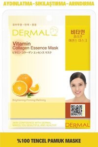Dermal Aydınlatıcı, Sıkılaştırıcı, Arındırıcı Vitamin Özlü Kolajen Nemlendiricili Kağıt Yüz Maskesi 23 gr