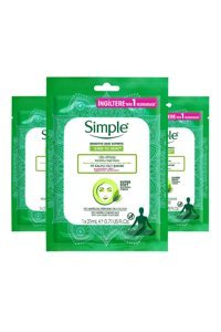 Simple Kind To Skin Hassas Ciltlere Uygun De-Stress Rahatlatıcı Nemlendiricili Kağıt Yüz Maskesi 3x21 ml