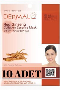 Dermal Arındırıcı, Serinletici, Sıkılaştırıcı Kırmızı Ginseng Özlü Nemlendiricili Kağıt Yüz Maskesi 10 Adet