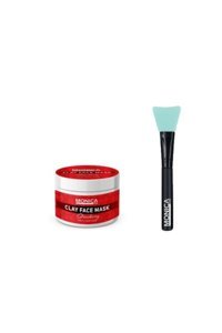 Monicatime Çilekli Killi Nemlendiricili Soyulabilir Jel Yüz Maskesi 350 ml + Maske Fırçası Set
