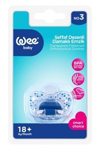 Wee Baby No 3 18 Ay+ Delikli Ortodontik Damaklı Silikon Emzik Mavi