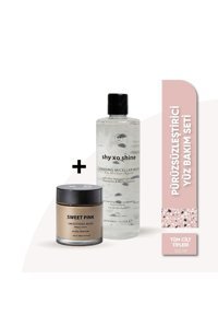 Shy Xo Shine Cleansing Micellare Water-Sweet Pink Killi Aloe Veralı Nemlendiricili Krem - Jel Yüz Maskesi 100 ml+ 400 ml