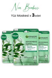 Garnier Nem Bombası Ferahlatıcı Vegan Nemlendiricili Kağıt Yüz Maskesi 3x28 gr
