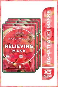 Watsons Fruity Watermelon Relieving Nemlendiricili Kağıt Yüz Maskesi 3 Adet