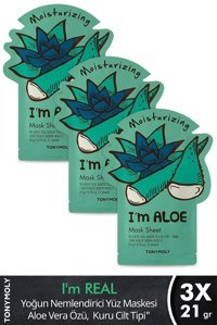 Tonymoly I'M Real Aloe Veralı Nemlendiricili Kağıt Yüz Maskesi 3 Adet
