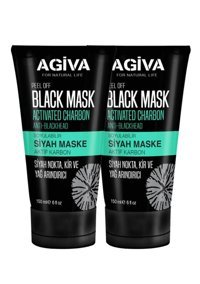Agiva Aktif Karbon Siyah Maske Soyulabilir Krem Yüz Maskesi 2x150 ml