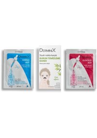 Derminix Amino Asit Nemlendiricili Kağıt Yüz Maskesi 3 Adet + Glikolik Asit Kağıt Maske + Siyah Nokta Karşıtı Çay Ağacı Burun Bandı