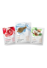 Jkosmec Pomegranate-Snail-Coconut Nemlendiricili Soyulabilir Kağıt Yüz Maskesi