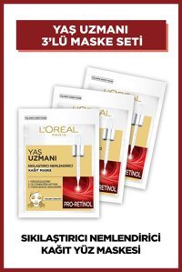 L'Oreal Paris Yaş Uzmanı Sıkılaştırıcı & Nemlendirici Nemlendiricili Kağıt Yüz Maskesi 3 Adet