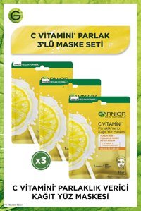 Garnier C Vitamini Parlaklık Verici Nemlendiricili Kağıt Yüz Maskesi 3 Adet