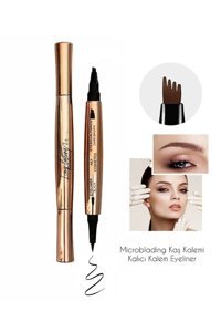 Aily Cosmetics Long Lasting Çift Taraflı Mikro Suya Dayanıklı Kaş Kalemi Siyah