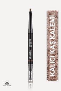 Flormar Angled Asansörlü Çift Taraflı Fırçalı İnce Uçlu Suya Dayanıklı Kaş Kalemi Açık Kahverengi