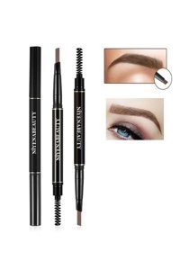 Niyenabeauty Asansörlü Çift Taraflı Fırçalı İnce Uçlu Suya Dayanıklı Kaş Kalemi Açık Kahverengi