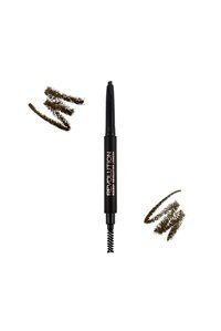 Makeup Revolutıon Duo Define Asansörlü Çift Taraflı Fırçalı İnce Uçlu Kaş Kalemi Kahverengi