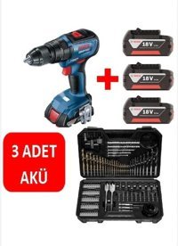 Bosch GSB 18 V 2 Ah Kömürsüz Darbeli Akülü Vidalama Makinesi + 3 Adet Akü ve 103 Parça Aksesuar