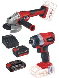 Einhel TE-CI 18 V 2.5 Ah Kömürsüz Darbeli Çift Akülü Vidalama Makinesi + Avuç Taşlama Kömürsüz Akülü Set