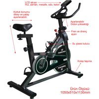 Hattrick Spinbike Mega 120 kg Kapasiteli Koltuklu Manyetik Dikey Kondisyon Bisikleti Siyah