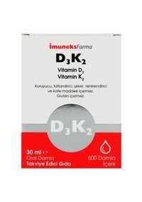 Imuneks Farma Vitamin D3 K2 Natürel Sızma Zeytinyağı Yetişkin 30 ml