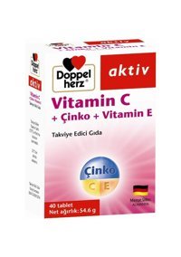 Doppelherz Aktiv Vitamin C+Çinko+Vitamin E Yetişkin 40 Adet