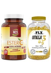 Ncs Ester C Kara Mürver Turunçgil Yetişkin 120 Adet + Flx Omega 3 6 9 90 Tablet