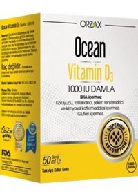 Ocean Vitamin D3 1000 Iu Zeytinyağı Çocuk Yetişkin 50 ml