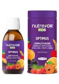 Nutrefor Optimus Complete Blend Gerçek Meyve Sebze Kara Mürver Ahududu Çocuk Vitamin Mineral 150 ml