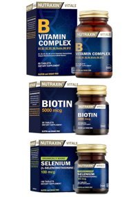 Nutraxin Yetişkin 60 Adet + Biotin 100 Tablet + Selenium 100 Tablet