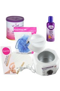 Depiroll 1+1 Kazanlı Ağda Makinesi + Sir Ağda + Ağda Bezi + Spatula + Temizleme Yağı + Lif