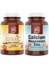 Ncs Ester C Kara Mürver Turunçgil Yetişkin 2x120 Adet + Kalsiyum Magnezyum Çinko 120 Tablet