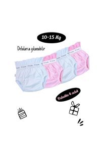 Özyıldırım Çarşı Pazar 10-15 kg 4'lü Sızdırmayan Yıkanabilir Beyaz-Pembe Alıştırma Külodu
