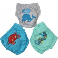 Babixkids 19 kg 3'lü Sızdırmayan Yıkanabilir Balina-Deniz Atı-Yengeç Desenli Alıştırma Külodu