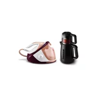 Philips GC8962/40 2100 W 7.5 bar SteamGlide Advanced Tabanlı Şok Buharlı Kazanlı Ütü Mor+Philips HD701 Çaycı
