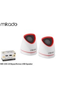Mikado MD158 USB Kablolu 1+1 Bilgisayar Hoparlörü Beyaz Kırmızı