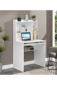 Aden Home Kitaplıklı MDF Çalışma Masası Beyaz