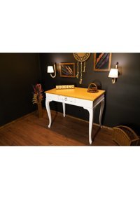 Wooding Mobilya Çekmeceli Masif Çalışma Masası Beyaz - Naturel 120 cm