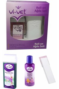 Vi-Vet Semsa 1+1 Roll-On Ağda Makinesi + Kartuş Ağda + Ağda Bezi + Temizleme Yağı