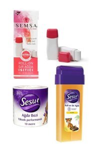 Sesu 1+1 Roll-On Ağda Makinesi + Klasik Kartuş Ağda + Ağda Bezi
