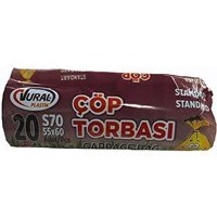 Vural Orta Boy 55x60 cm Çöp Poşeti 20 Adet Siyah