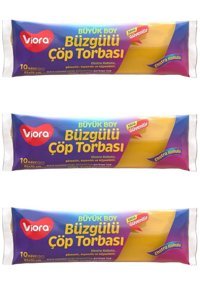 Viora Limon Kokulu Büzgülü Büyük Boy 65x70 cm Çöp Poşeti 3x10 Adet Sarı