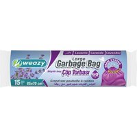 Weazy Lavanta Kokulu Büzgülü Büyük Boy Çöp Poşeti 20x15 Adet Mor